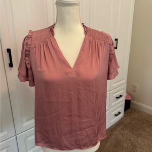 Elegant Mauve Ruffle Sleeve Top